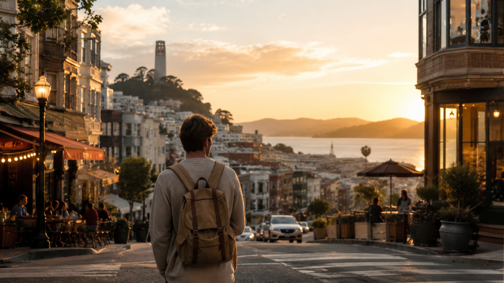 Best places to travel solo in the USA with a traveler exploring a scenic American city