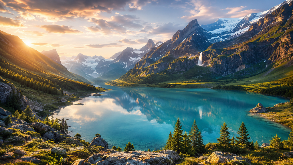 Most beautiful places in the world with dramatic mountains, turquoise lake, and scenic valley