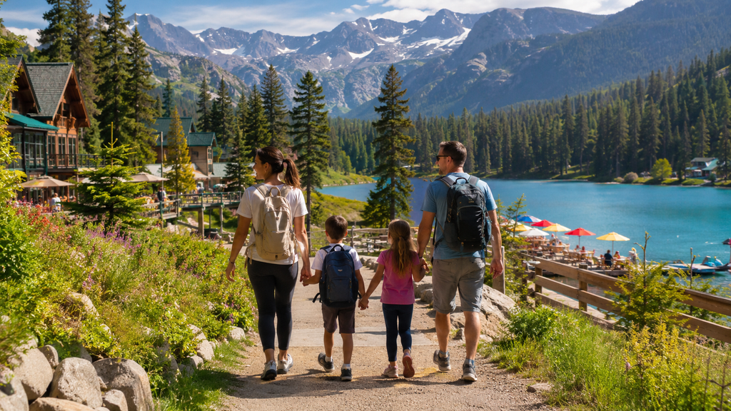 best family vacation destinations with kids with a family exploring a scenic vacation destination