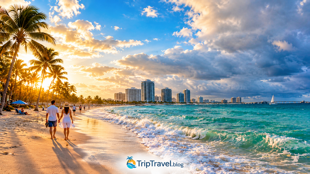 weather west palm beach showing Florida beach conditions and tropical clouds