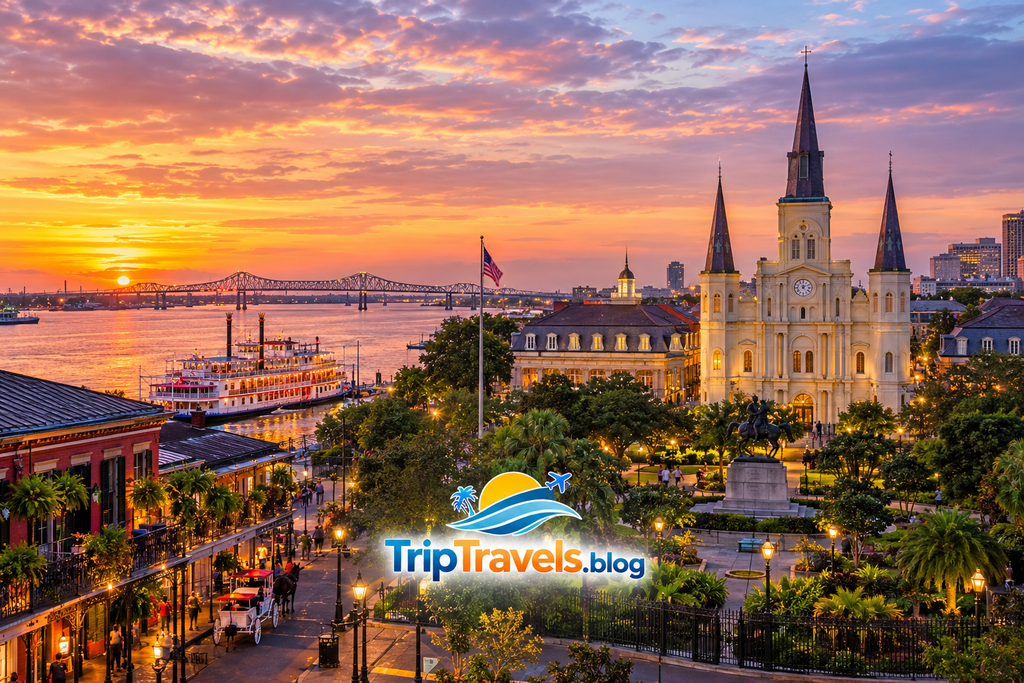 Things to do in New Orleans featuring Jackson Square the Mississippi River and iconic city landmarks