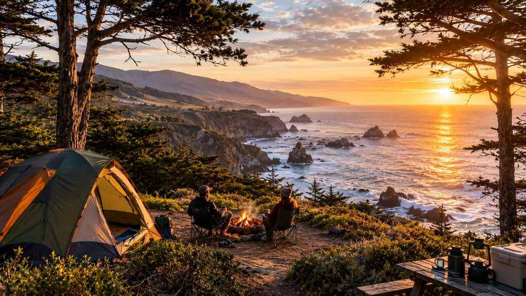 best places to camp in California featuring a beautiful coastal campsite overlooking the Pacific Ocean