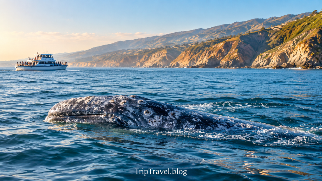 Best places for whale watching california with a gray whale along the California coast